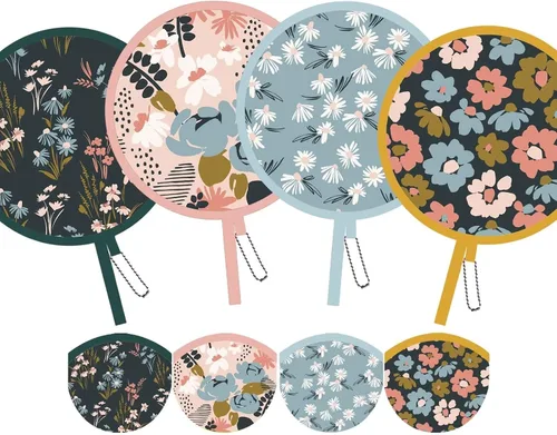 Miniatura 9 de 4 abanicos de mano plegables de pintura floral rosa, ventiladores compactos para mujeres, ventilador de mano plegable para conciertos, viajes