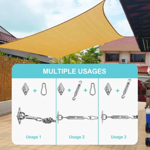 Miniatura 6 de HOMPER, juego de accesorios para toldos, kit de hardware resistente de acero inoxidable para toldos de jardín en forma de triángulo, cuadrado