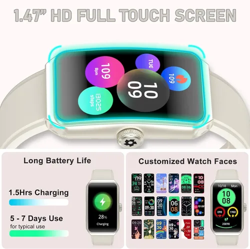 Miniatura 7 de Rastreador de actividad física con frecuencia cardíaca 24/7, oxígeno en sangre, rastreador de sueño, reloj de fitness impermeable, rastreador