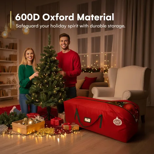 Miniatura 4 de Bolsa de almacenamiento para árbol de Navidad de Holiday Spirit para árboles de 7.5 pies, bolsa de Navidad de lona Oxford 600D resistente con asas