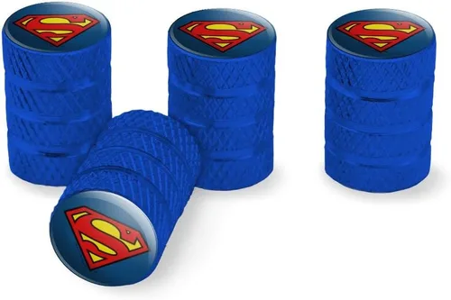 Tapas de Vástago de Válvula de Llanta de Aluminio con Logo del Escudo Clásico de Superman Azul