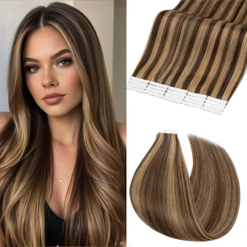 Miniatura 14 de Rich Choices Extensiones de cabello humano con cinta, 40 unidades, 3.53 oz, 100% Remy, extensiones de cabello humano real, extensiones de cabello