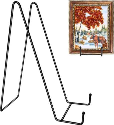 Miniatura 10 de Kruodop Paquete de 3 soportes de placa para exhibición, soporte de placa de 4 pulgadas, soporte de marco de metal para libros, imágenes, caballete