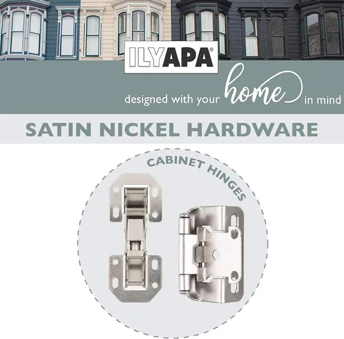 Miniatura 5 de Ilyapa Soft Close Cabinet Hinges Satin Nickel, 4 Pack - Frameless Inset Kitchen Cabinet Door Hinges Hardware