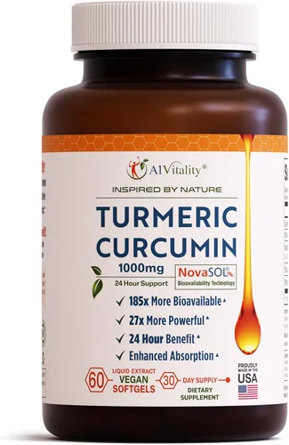 Miniatura 10 de A1 Vitality - Suplementos NovaSOL de curcumina de cúrcuma, 1000 mg más potentes que la bioperina, inflamación, alivio del dolor articular, 185 veces
