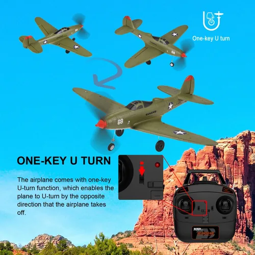 Miniatura 4 de Avión de control remoto RTF 4 canales RC Plane 402MM Wingspan Micro Scaled Warbird con una tecla acrobática aeronave de una tecla giro en U y P39