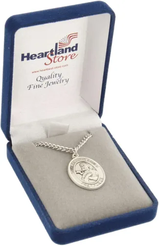 Miniatura 2 de Heartland Store - Medalla ovalada de San Francisco Xavier para hombre (plata de ley, incluye cadena a elegir)
