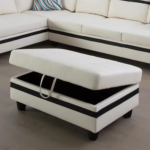 Miniatura 9 de A Ainehome Otomana, moderna otomana de cuero para sala de estar, apartamento y espacio pequeño (tamaño: 28.5 x 19 x 17.5 pulgadas de alto, A-negro)