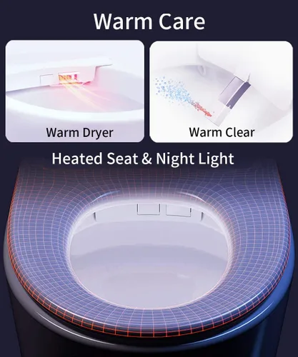 Miniatura 4 de EPLO Inodoro Inteligente - Asiento Calentado Alargado, Descarga Automática, Descarga con Patada, Lavado Cálido, Inodoro Moderno de Una Pieza con DP7