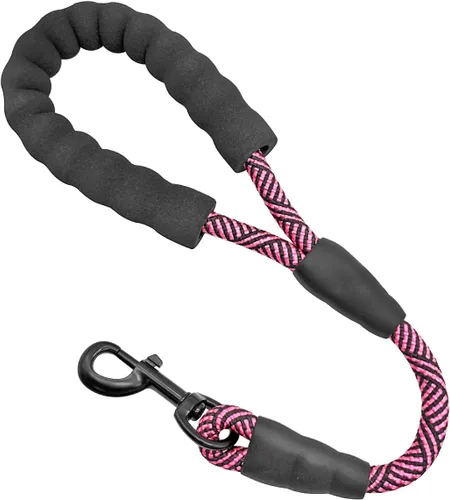 Correa corta para perro de 18 pulgadas, cuerda de tráfico para perro con mango acolchado, lengüeta de nailon fuerte de 1.5 pies para perros medianos