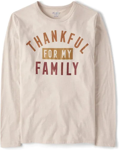 The Children's Place Camisetas de manga larga unisex para adultos All Holidays Agradecido por mi familia