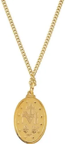 Miniatura 3 de Plata de Ley Chapados en oro de 24K oval medalla Milagrosa Collar 24 2882X 1782mm
