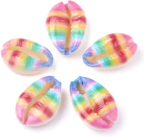 Miniatura 24 de Cheriswelry 200 cuentas de concha de cauri de ojo malvado sin perforar para playa, diseño de conchas marinas, corte liso, cuentas espaciadoras