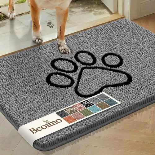 Miniatura 18 de Bcoimo Tapete súper absorbente para puerta de perro, 30 x 20 pulgadas, tapete antideslizante para patas fangosas, alfombras para mascotas para patas