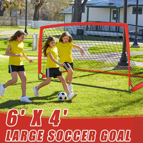 Miniatura 7 de KTRIO Portería de fútbol de 6 x 4 pies para patio trasero, red de fútbol portátil, grandes porterías de fútbol plegables con bolsa de transporte