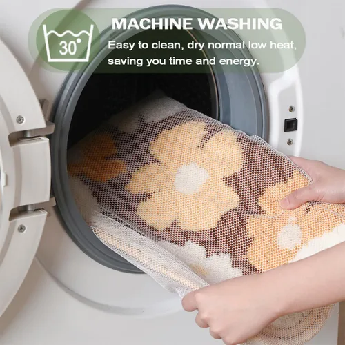 Miniatura 6 de PTAEXCEL Tapete de baño con diseño floral en forma de U, antideslizante, tapete de baño de felpa suave, microfibra absorbente, lavable a máquina