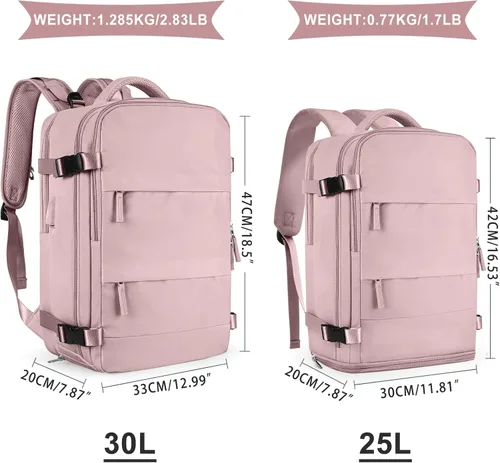 Miniatura 4 de coowoz Mochila grande de viaje para mujeres y hombres, mochila de transporte, mochila para senderismo impermeable, mochila deportiva para Rosa