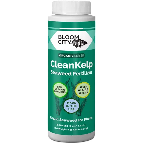 Suplemento de fertilizante líquido orgánico de algas marinas y kelp de Bloom City, (8 oz) concentrado produce 45 galones