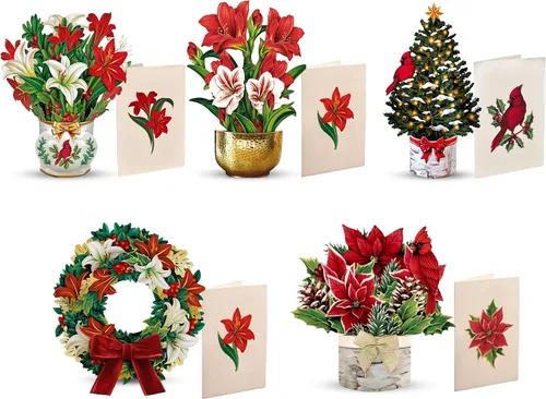 Miniatura 13 de Freshcut Paper Tarjetas desplegables, juego de 12 mini ramos de flores con tarjeta a juego, tarjetas de felicitación de flores emergentes 3D de 6