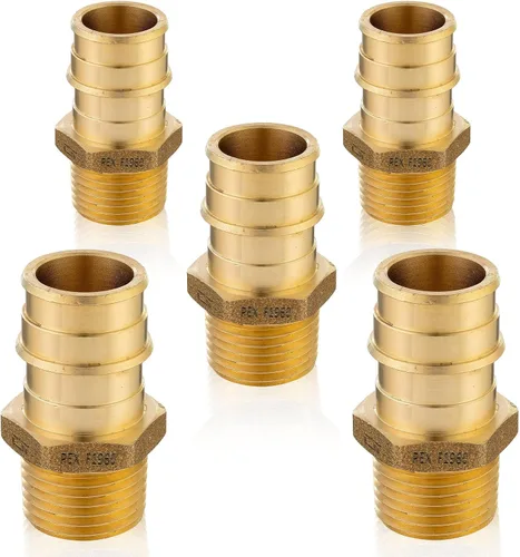 Miniatura 12 de Paquete de 5 accesorios de expansión Seelink PEX-A, adaptador NPT roscado macho de 1/2 x 3/4 pulgadas, accesorio de tubería de expansión de latón