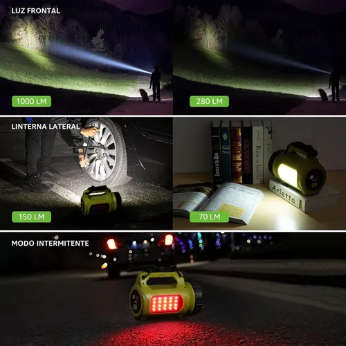 Miniatura 3 de Linterna LED recargable LE, elementos esenciales de camping, 1000 lm, 5 modos de luz, banco de energía, impermeable IPX4, linterna para emergencias