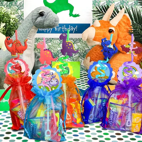 Miniatura 4 de 24 pajitas de plástico reutilizables de dinosaurio + 6 tatuajes temporales de dinosaurios para niños y niñas Suministros de fiesta de cumpleaños