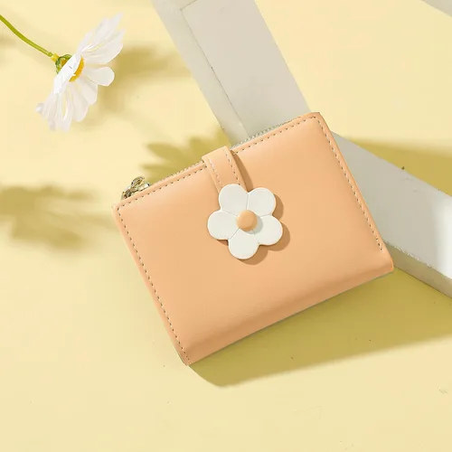 Miniatura 59 de MEISEE Billetera pequeña para niñas y mujeres, billetera de tres pliegues, bolsillo para efectivo, con estampado de flores, monedero con ventana