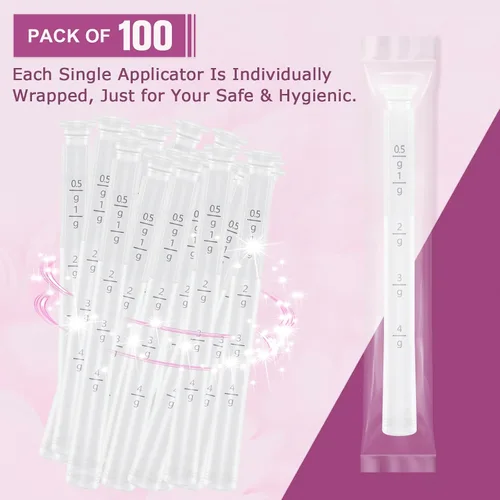 Miniatura 7 de Nieteyrue Aplicadores de crema vaginal para mujeres (100 paquetes) desechables envueltos individualmente, ajuste higiénico para la mayoría
