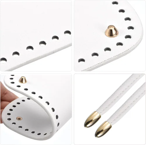 Miniatura 4 de uxcell Juego de 3 bolsas de cuero para hacer mochilas, kit de fabricación de bolsos de cuero con parte inferior de bolsa, correa para el hombro