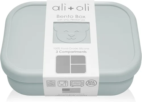 Ali+Oli Caja de Bento de Silicona (Azul) Lonchera para Niños, Pequeños, Preescolares y Adultos | Sin BPA y a Prueba de Derrames | Ideal para Escuela