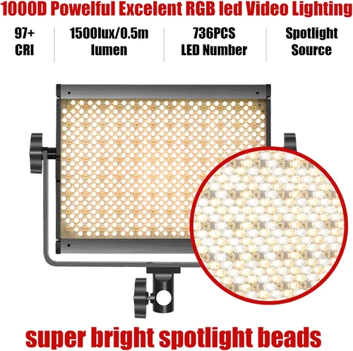 Miniatura 3 de GVM - Luz de video LED RGB, luz de estudio 800D con control de aplicación, kit de iluminación de fotografía, 1 paquete con 8 tipos de luces