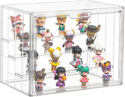 Miniatura 8 de Vitrina para coleccionables, vitrina de acrílico ajustable de 4 capas con puerta magnética, caja de exhibición apilable transparente para figuras, 1