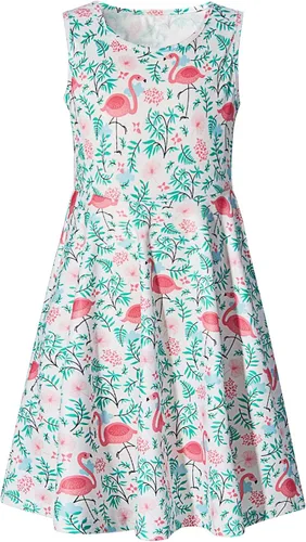 Ahegao Vestidos florales sin mangas para niña, vestido de una pieza para la escuela casual de 4 a 13 años