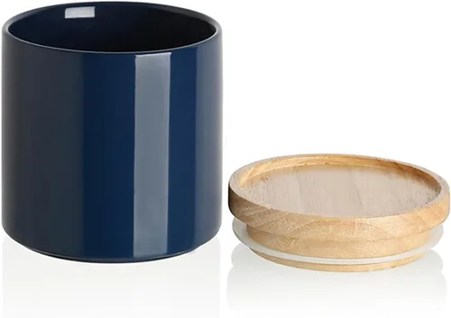 Miniatura 46 de Sweejar Kitchen Canisters - Tarro de cerámica para almacenamiento de alimentos, recipientes apilables con sello hermético y tapa de madera