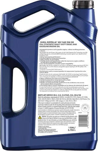 Miniatura 2 de Shell Rotella 550046251 T6 Aceite de motor diésel para vehículos multivehículo 5W-30 totalmente sintético (1 galón, paquete individual)