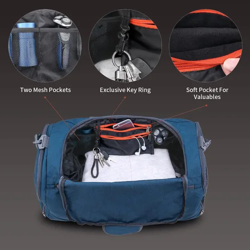 Miniatura 4 de Canway - Bolsa deportiva para gimnasio, bolsa de lona para viaje con compartimento para bolsa húmedo y para zapatos para hombres y mujeres, de 45 L