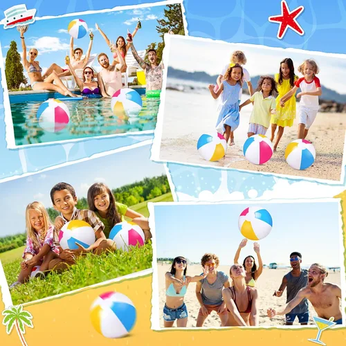 Miniatura 5 de Talltalk Paquete de 80 bolas de playa inflables de 12 pulgadas a granel para niños, pelota de piscina de verano, recuerdos de fiesta en la playa