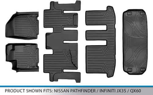 Miniatura 5 de SMARTLINER Alfombrillas de piso de 3 filas y forro de carga detrás de la tercera fila compatibles con Infiniti JX35 2013-2013