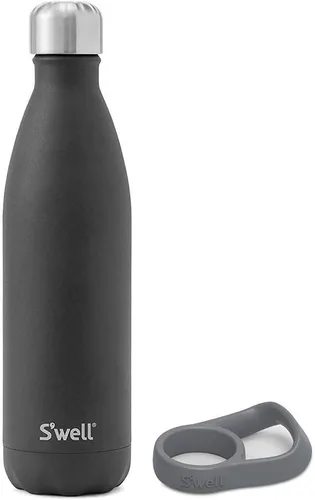 Miniatura 9 de S'well Botella de agua de acero inoxidable con asa de viaje, 17 onzas líquidas, gamuza azul, recipientes aislados al vacío de triple capa que