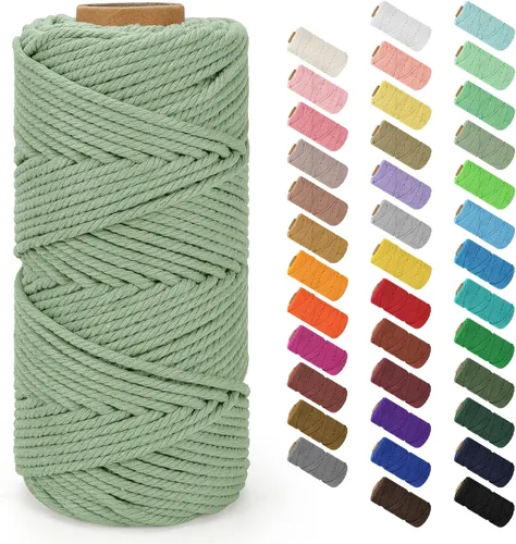 Miniatura 153 de Cordón de macramé de 0.079 in x 380 yardas (1140 pies), cuerda de algodón natural para colgar en la pared, ganchos de plantas, manualidades, Beige