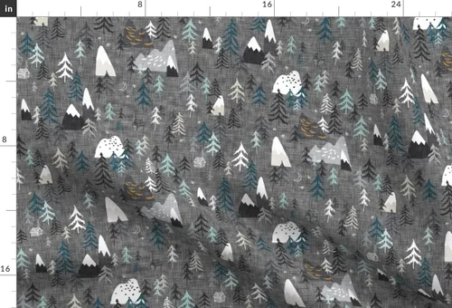 Miniatura 3 de Spoonflower Tela - Montaña, bosque, picos, gris carbón, bosque, estrellas, noche, impreso en tela de gasa Fat Quarter - Costura de ropa de moda