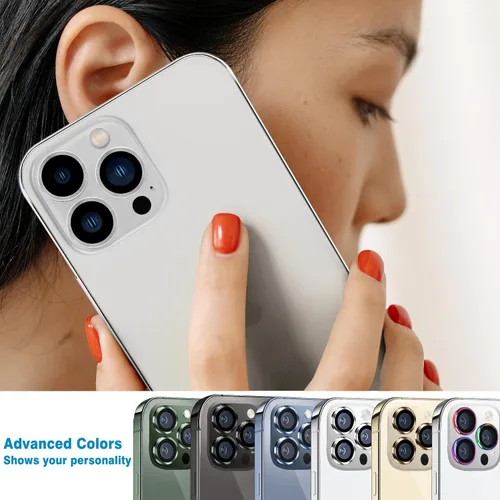 Miniatura 7 de Compatible con iPhone 13 Pro para iPhone 13 Pro Max, protector de lente de cámara antiarañazos, vidrio templado 9H, protector de cámara de metal a