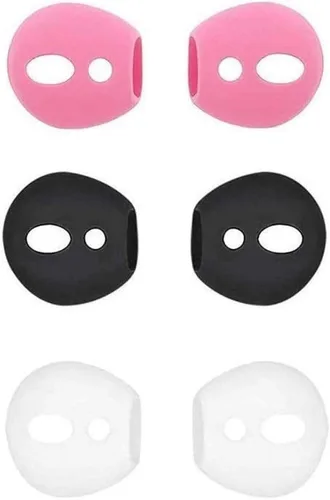 Almohadillas de silicona para los oídos, gel antideslizante, compatible con AirPod de 1ª generación y 2ª generación, 3 pares blanco/negro/rosa
