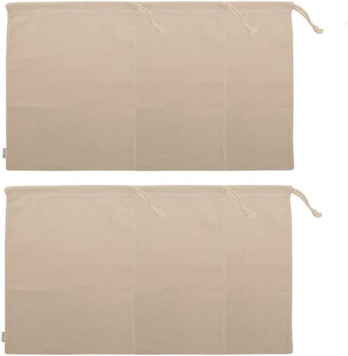 Miniatura 3 de Mezcla de algodón y lino, 14 por 17-1/2 pulgadas, bolsas de muselina con cordón, paquete de 6
