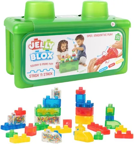 Goliath Jelly Blox Stash 'N Stack Estuche de Almacenamiento 2 en 1 | Bloques de Construcción para Niños Pequeños y Preescolares que Pueden Apretar,