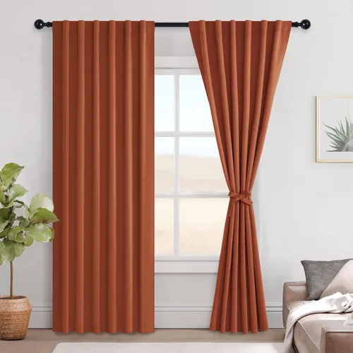 Miniatura 40 de Hiasan Cortinas opacas negras para dormitorio, cortinas opacas cortas de 45 pulgadas de largo, con aislamiento térmico, bolsillo para barra