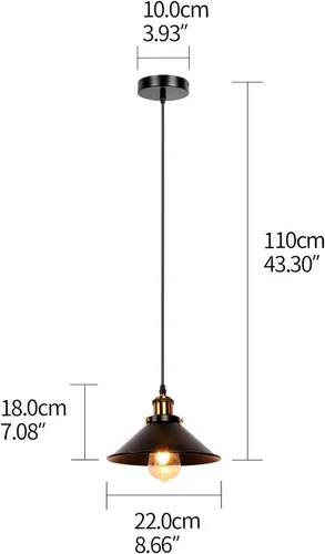 Miniatura 6 de Lámpara Colgante Industrial Retro de Hierro Negro para Cocina, Restaurante, Barra, Balcón (Paquete de 1)