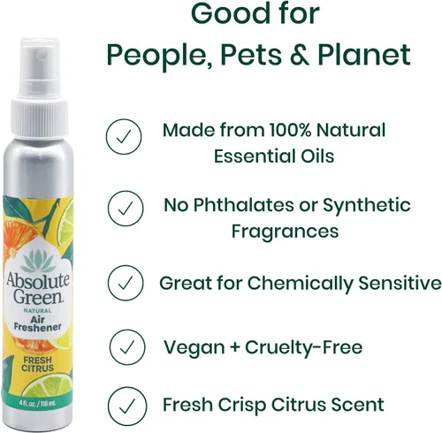 Miniatura 4 de Absolute Green Ambientador 100% natural en aerosol, no tóxico, ecológico, seguro en casa, alimentos, niños y mascotas, eliminador de olores