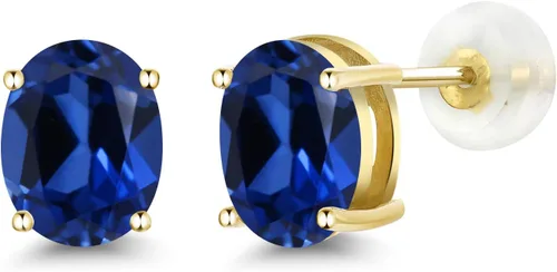 Miniatura 340 de Gem Stone King Aretes de oro de 14 quilates con piedra natal ovalada de 0.315 x 0.236 in Aretes de oro para mujer