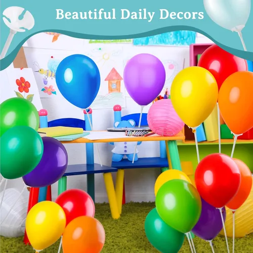 Miniatura 5 de PP OPOUNT 320 piezas de varillas para globos, varillas de globos de plástico de 12.6 pulgadas, soportes para globos para aniversario, boda, Blanco